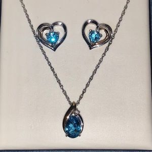 Blue topaz - silver & gold